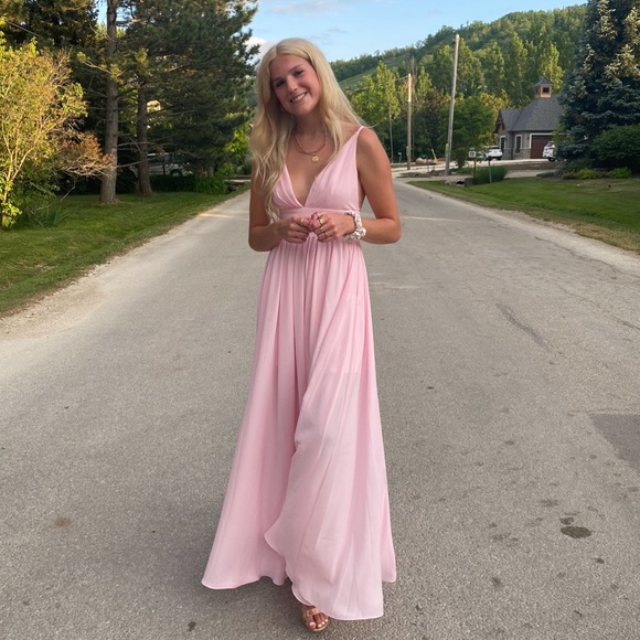 PINK PROM DRESS full length gown - Picture 1 of 2